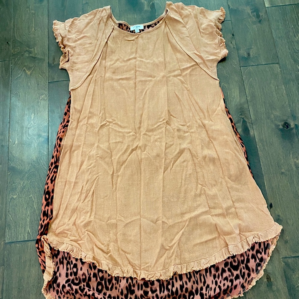 Umgee high lo dress with animal print back